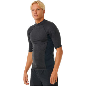 2024 Rip Curl Mens Dawn Patrol Performance UPF Short Sleeve Rash Vest 14BMRV - Black Marled